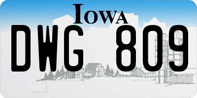 IA license plate DWG809