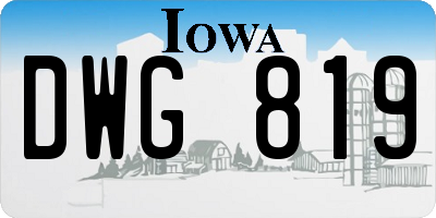 IA license plate DWG819