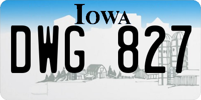 IA license plate DWG827