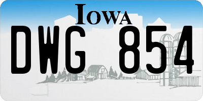 IA license plate DWG854