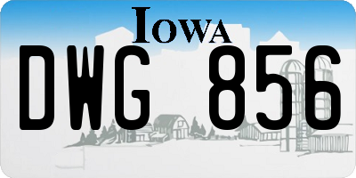 IA license plate DWG856