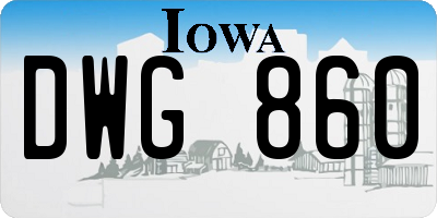 IA license plate DWG860