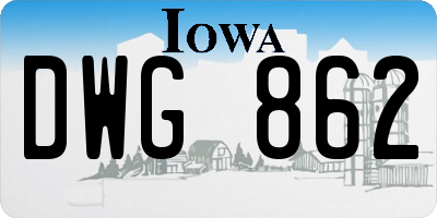 IA license plate DWG862