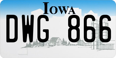 IA license plate DWG866