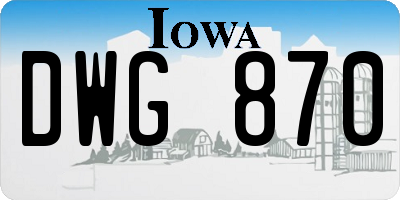 IA license plate DWG870
