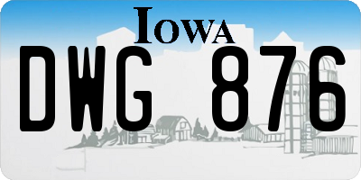 IA license plate DWG876