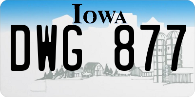 IA license plate DWG877