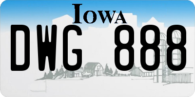IA license plate DWG888