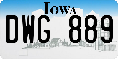 IA license plate DWG889