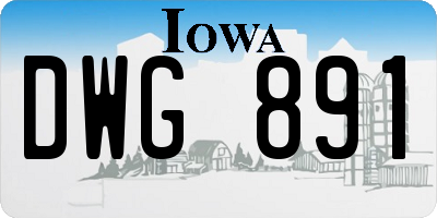 IA license plate DWG891