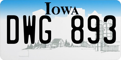 IA license plate DWG893