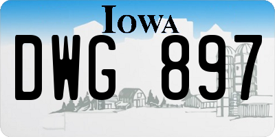 IA license plate DWG897