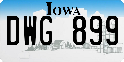 IA license plate DWG899