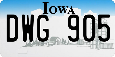 IA license plate DWG905