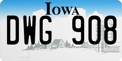 IA license plate DWG908