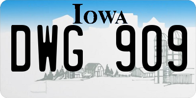 IA license plate DWG909