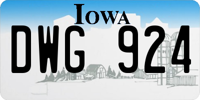 IA license plate DWG924