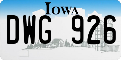 IA license plate DWG926