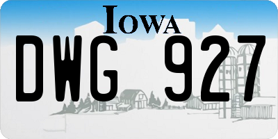 IA license plate DWG927