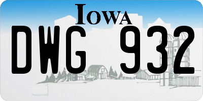 IA license plate DWG932