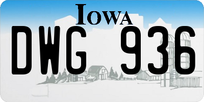 IA license plate DWG936