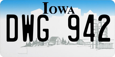 IA license plate DWG942