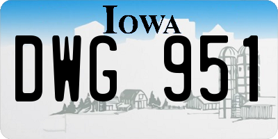 IA license plate DWG951