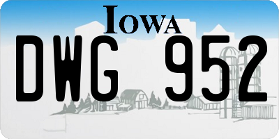 IA license plate DWG952