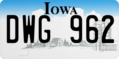 IA license plate DWG962