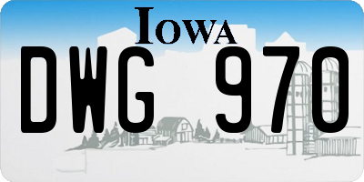 IA license plate DWG970
