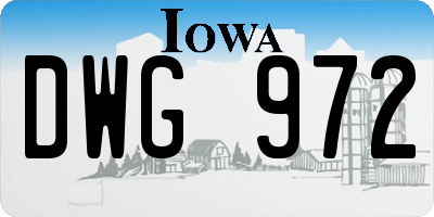 IA license plate DWG972