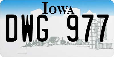 IA license plate DWG977