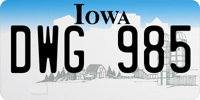 IA license plate DWG985