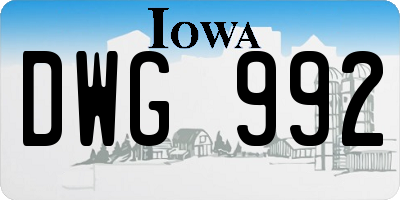 IA license plate DWG992
