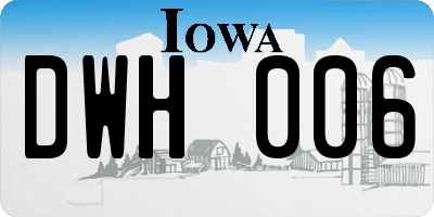 IA license plate DWH006