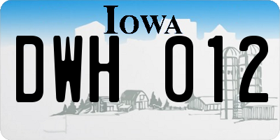 IA license plate DWH012