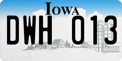 IA license plate DWH013