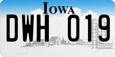 IA license plate DWH019