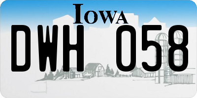 IA license plate DWH058