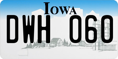 IA license plate DWH060