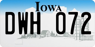 IA license plate DWH072