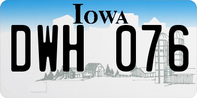 IA license plate DWH076
