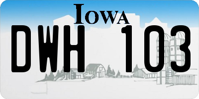 IA license plate DWH103