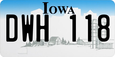 IA license plate DWH118