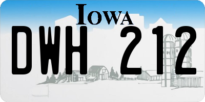 IA license plate DWH212