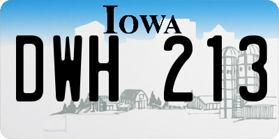 IA license plate DWH213