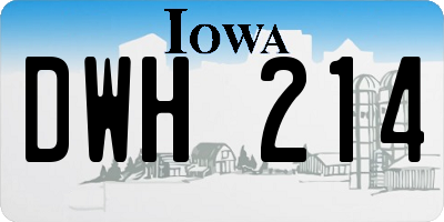 IA license plate DWH214