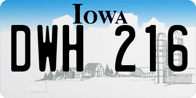 IA license plate DWH216