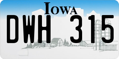 IA license plate DWH315