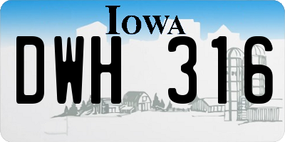 IA license plate DWH316